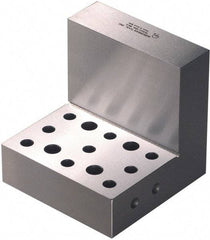 Suburban Tool - 4" Wide x 4" Deep x 4" High Steel Precision-Ground Angle Plate - Standard Plate, Machined Holes on Surface, Open End, 1-1/4" Thick, Pair of Plates - Exact Industrial Supply