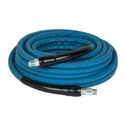 Parker - 50' Long, 3/8" Fitting, Male Rigid x Male Swivel Fitting, -40 to 250°F, Neoprene High Temp & High Pressure Hose - 3/8" Inside x 5/8" Outside Diam, Blue, 3,000 psi - Exact Industrial Supply