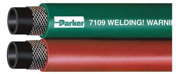 Parker - 1/4" Inside x 17/32" Outside Diam, Grade T Welding Hose - Green & Red, 100' Long, Twin Style, 200 psi Working Pressure - Exact Industrial Supply