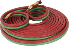 Parker - 1/4" Inside x 17/32" Outside Diam, Grade T Welding Hose - Green & Red, 50' Long, Twin Style, 200 psi Working Pressure - Exact Industrial Supply
