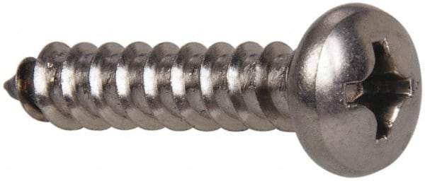 Value Collection - #10 Pan Head Phillips Sheet Metal Screw - Stainless Steel, 1-1/4" Length Under Head, Grade 316 - Exact Industrial Supply
