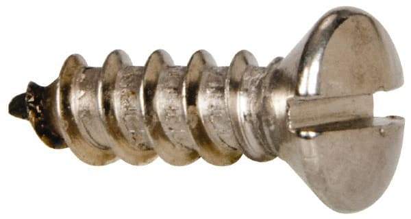Value Collection - #12 Oval Head Slotted Sheet Metal Screw - Stainless Steel, 3/4" OAL, Grade 316 - Exact Industrial Supply