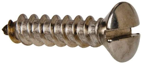 Value Collection - #12 Oval Head Slotted Sheet Metal Screw - Stainless Steel, 1" OAL, Grade 316 - Exact Industrial Supply
