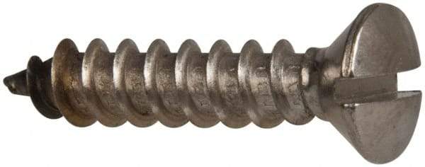 Value Collection - #14 Oval Head Slotted Sheet Metal Screw - Stainless Steel, 1-1/4" OAL, Grade 316 - Exact Industrial Supply