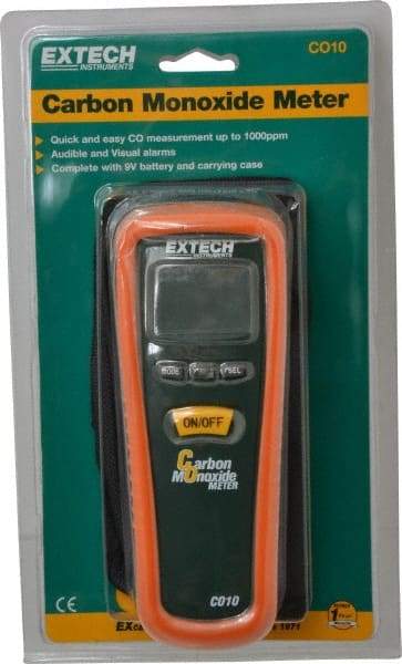 Extech - Audible Alarm, LCD Display, Carbon Monoxide (CO) Meter - Monitors Carbon Monoxide - Exact Industrial Supply