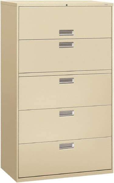 Hon - 42" Wide x 67" High x 19-1/4" Deep, 5 Drawer Roll-Out, Roll-Out Posting - Steel, Putty - Exact Industrial Supply