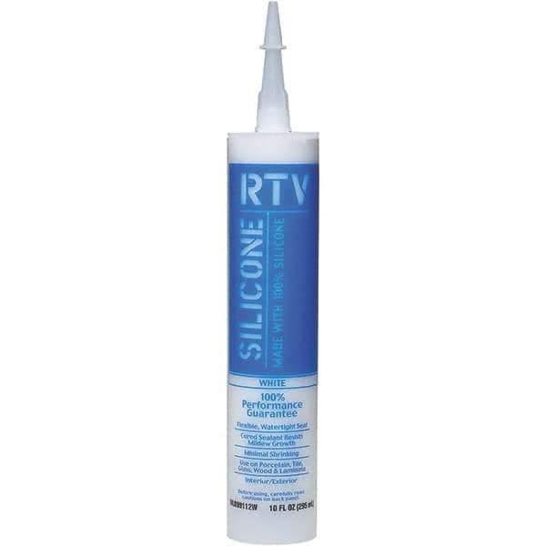 White Lightning - 10 oz Tube White RTV Silicone Sealant - 5 to 7 Days Full Cure Time - Exact Industrial Supply