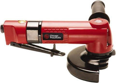 Chicago Pneumatic - 5" Wheel Diam, 12,000 RPM, Pneumatic Angle & Disc Grinder - 3/8-24 Spindle, 5.4 CFM, Front Exhaust - Exact Industrial Supply