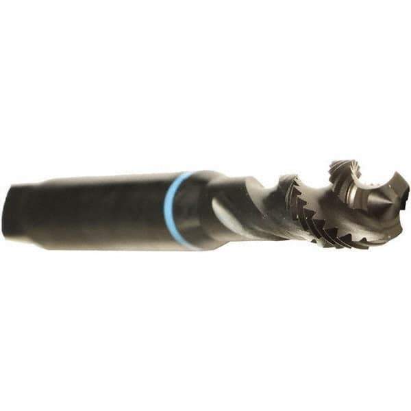 Emuge - M3.5x0.60 Metric 3 Flute 6H Modified Bottoming Spiral Flute Tap - Cobalt, Oxide Finish, 56mm OAL, Right Hand Flute, Right Hand Thread, Series Enorm - Exact Industrial Supply