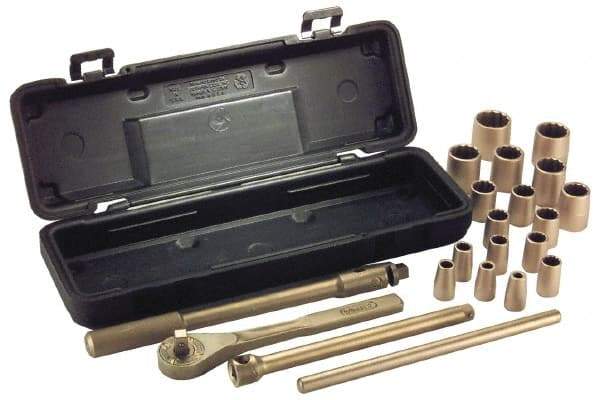 Ampco - 26 Piece 1/2" Drive Socket Set - 6 Points, 10mm to 32mm Range, Metric Measurement Standard - Exact Industrial Supply