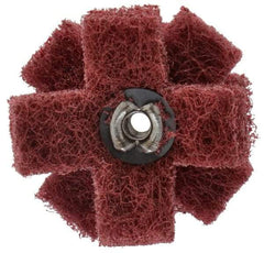 Standard Abrasives - 1-1/2" Diam Medium Density Cross Buff - 3 Plys, 8-32 Thread, Very Fine Grade, 20,000 Max RPM - Exact Industrial Supply