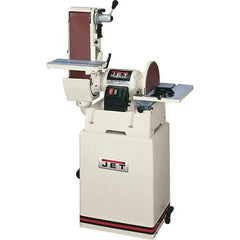 Jet - 48 Inch Long x 6 Inch Wide Belt, 12 Inch Diameter, Horizontal and Vertical Combination Sanding Machine - 2,500 Ft./min Belt Speed, 1-1/2 HP, Single Phase - Exact Industrial Supply