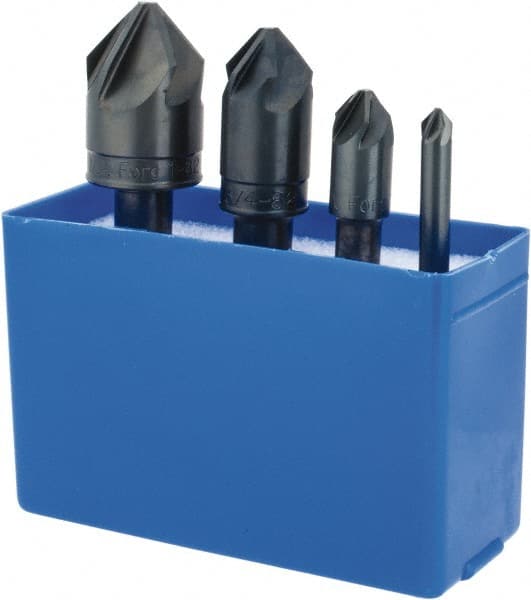 M.A. Ford - 4 Piece, 1/4 to 1" Head Diam, 82° Included Angle, Single End Countersink Set - Exact Industrial Supply
