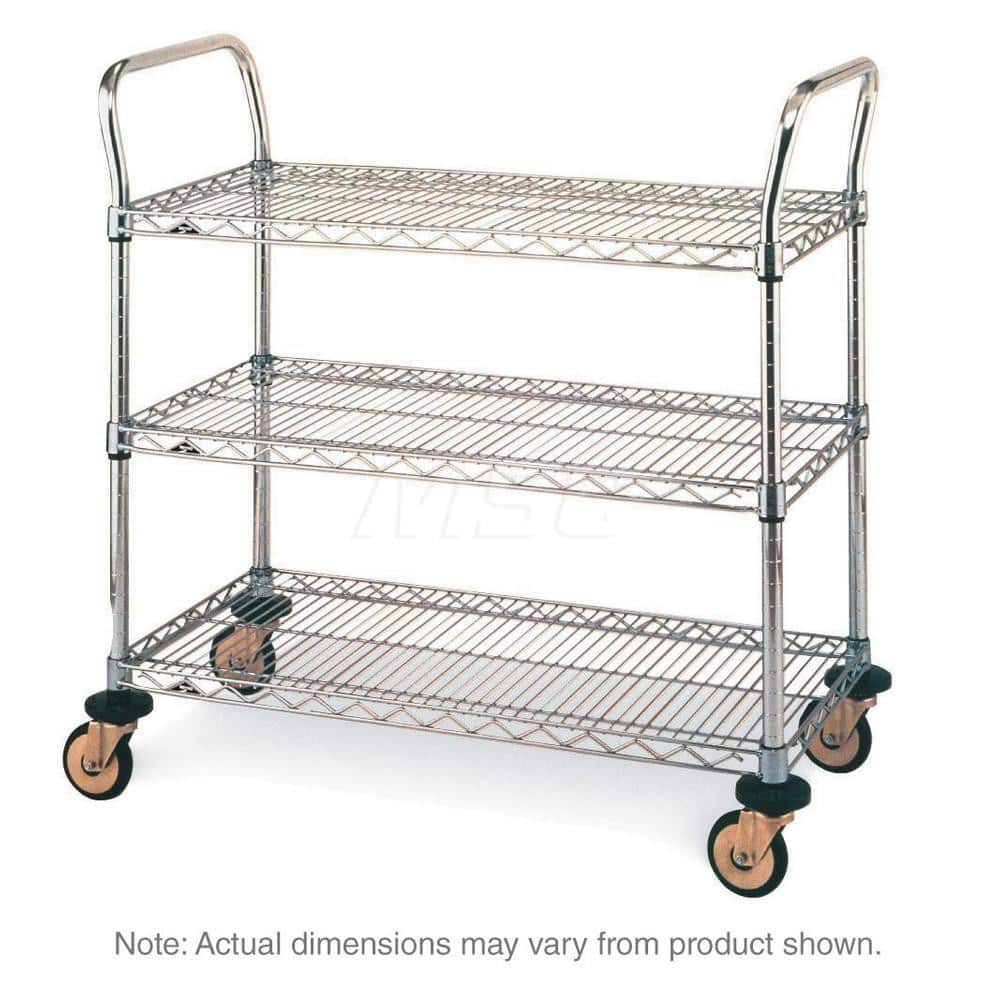 Metro - Carts; Type: Utility ; Load Capacity (Lb.): 375.000 ; Number of Shelves: 3 ; Width (Inch): 24 ; Length (Inch): 36 ; Height (Inch): 39 - Exact Industrial Supply