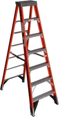 Werner - 6 Steps, 7' High, Type IAA Rating, Fiberglass Step Ladder - 375 Lb Capacity, 26-3/4" Base Width - Exact Industrial Supply