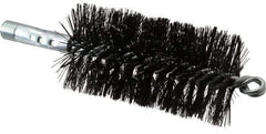 Schaefer Brush - 4-1/2" Brush Length, 2-1/4" Diam, Double Stem, Double Spiral Tube Brush - 7-1/2" Long, Tempered Steel Wire, 1/4" NPT Male Connection - Exact Industrial Supply