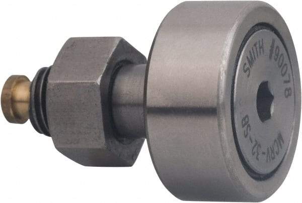 Accurate Bushing - 32mm Roller Diam x 14mm Width, 12mm Stud Diam x 25mm Length, Sealed Stud Cam Follower with Hex - Carbon Steel, 13mm Thread Length, M12 x 1.5 Thread, 40mm OAL, 12,200 N Dynamic Cap, 19,000 N Static Cap - Exact Industrial Supply