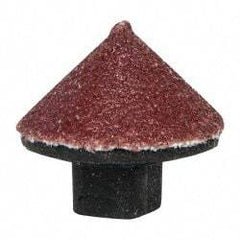 Superior Abrasives - 5/8" Diam 80 Grit 90° Included Angle Cone Center Lap - Aluminum Oxide, Medium Grade, Shank Mounted - Exact Industrial Supply
