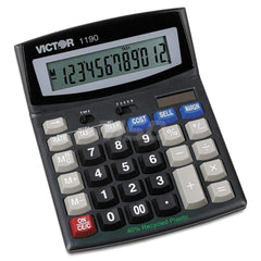 Victor - Calculators; Type: Desktop Calculator ; Type of Power: Solar/Battery ; Display Type: 12-Digit LCD ; Color: Black ; Display Size: 16mm ; Width (Decimal Inch): 5.9000 - Exact Industrial Supply