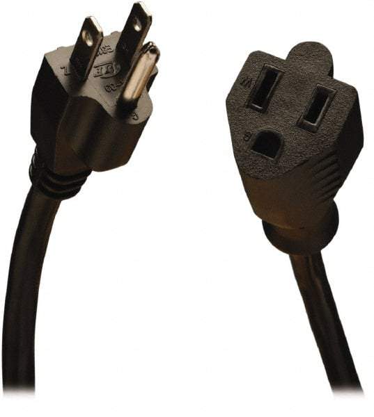 Tripp-Lite - 15', 18/3 Gauge/Conductors, Black Indoor Replacement Cord - 0 Receptacles, 10 Amps, 120 VAC, UL SJT, NEMA 5-15P - Exact Industrial Supply