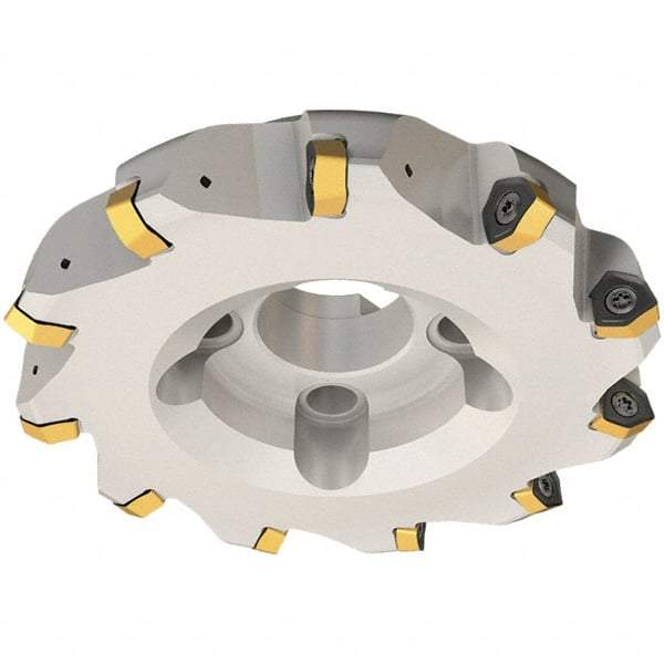 Iscar - 100mm Cut Diam, 32mm Arbor Hole, 3.5mm Max Depth of Cut, 30° Indexable Chamfer & Angle Face Mill - 7 Inserts, H600 WXCU 08 Insert, Right Hand Cut, 7 Flutes, Through Coolant, Series Helido - Exact Industrial Supply