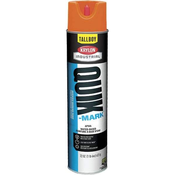 Krylon - 25 fl oz Orange Marking Paint - 35 to 71 Sq Ft Coverage, Water-Based Formula - Exact Industrial Supply