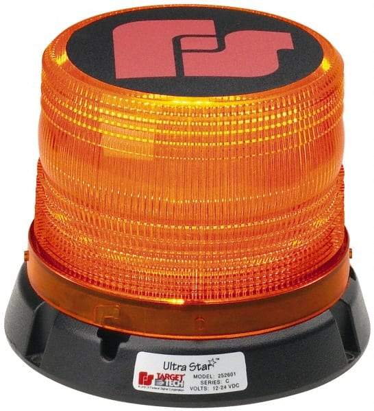 Federal Signal Emergency - Class I Candelas, 95, 120 & 60 FPM, Permanent 1" Pipe Mount Emergency LED Beacon Light Assembly - Powered by 12 to 24 Volts, Amber - Exact Industrial Supply