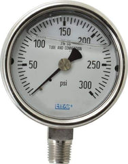 Wika - 2-1/2" Dial, 1/4 Thread, 0-300 Scale Range, Pressure Gauge - Lower Connection Mount, Accurate to 2-1-2% of Scale - Exact Industrial Supply