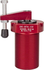 De-Sta-Co - 90 Lb Clamping Force, Right Hand Swing, 21.5mm Total Stroke, Single-Acting Pneumatic Swing Clamp - 1/8 NPT Port, 85.3mm Body Length x 76.2mm Body Width, 2.01 Cu In (Clamp), 2.26 Cu In (Unclamp), 130 Max psi - Exact Industrial Supply