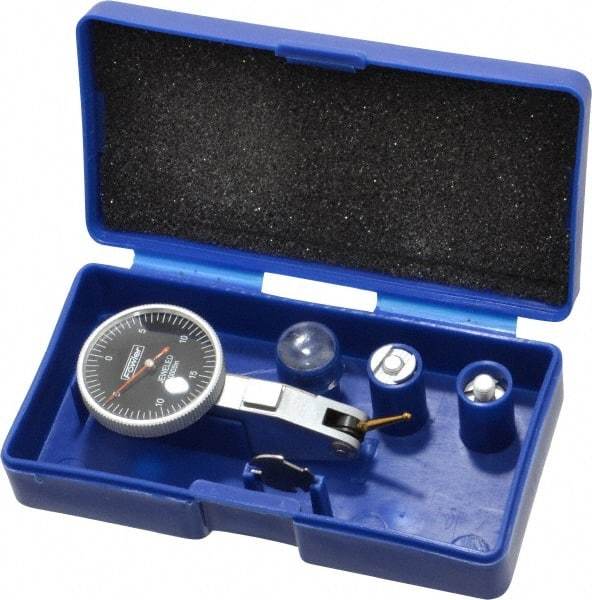 Fowler - 0.03 Inch Range, 0.0005 Inch Dial Graduation, Horizontal Dial Test Indicator - 1 Inch Black Dial, 0-15-0 Dial Reading - Exact Industrial Supply