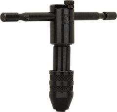 Cle-Line - #0 to 1/4" Tap Capacity, T Handle Tap Wrench - 3-3/4" Overall Length, Ratcheting - Exact Industrial Supply