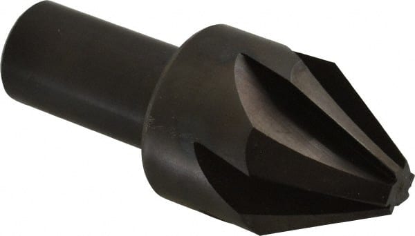 Hertel - 1-1/4" Head Diam, 3/4" Shank Diam, 6 Flute 60° High Speed Steel Countersink - Exact Industrial Supply