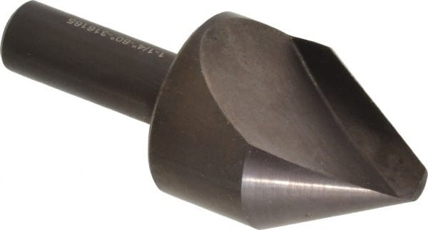 Hertel - 1-1/4" Head Diam, 1/2" Shank Diam, 1 Flute 60° High Speed Steel Countersink - Exact Industrial Supply