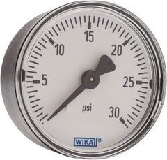 Wika - 2" Dial, 1/4 Thread, 0-30 Scale Range, Pressure Gauge - Center Back Connection Mount, Accurate to 3-2-3% of Scale - Exact Industrial Supply