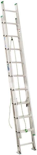 Werner - 16' High, Type II Rating, Aluminum Extension Ladder - 225 Lb Capacity, 13' Working Length - Exact Industrial Supply