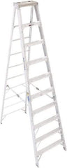 Werner - 9 Steps, 10' High, Type IAA Rating, Aluminum Step Ladder - 375 Lb Capacity, 31-3/4" Base Width - Exact Industrial Supply