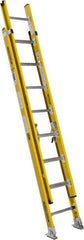 Werner - 16' High, Type IAA Rating, Fiberglass Extension Ladder - 375 Lb Capacity, 13' Working Length - Exact Industrial Supply