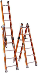 Werner - 8 Steps, 8' High, Type IAA Rating, Fiberglass Multi-Use Ladder - 375 Lb Capacity, 25-1/4" Base Width - Exact Industrial Supply