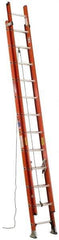 Werner - 20' High, Type IA Rating, Fiberglass Extension Ladder - 300 Lb Capacity, 17' Working Length - Exact Industrial Supply