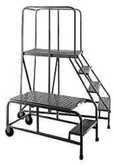 PW Platforms - 2 Step Platform - Rolling Work Platform, 500 Lb Capacity, 20" Platform Height, 26" Base Width x 62" Base Depth, Perforated Tread - Exact Industrial Supply