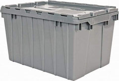 Akro-Mils - 1.62 Cu Ft, 65 Lb Load Capacity Gray Polyethylene Attached-Lid Container - Stacking, Nesting, 21-1/2" Long x 15" Wide x 12-1/2" High, Lid Included - Exact Industrial Supply