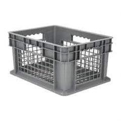 Akro-Mils - 0.89 Cu Ft, 30 Lb Load Capacity Gray Polyethylene Tote Container - Stacking, 15.8" Long x 11.8" Wide x 8.3" High - Exact Industrial Supply