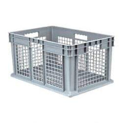 Akro-Mils - 2.67 Cu Ft, 45 Lb Load Capacity Gray Polyethylene Tote Container - Stacking, 23.3" Long x 15.8" Wide x 12.3" High - Exact Industrial Supply