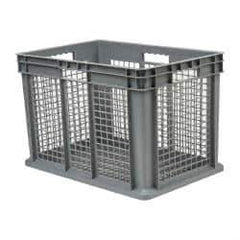 Akro-Mils - 3.55 Cu Ft, 45 Lb Load Capacity Gray Polyethylene Tote Container - Stacking, 23.3" Long x 15.8" Wide x 16.1" High - Exact Industrial Supply