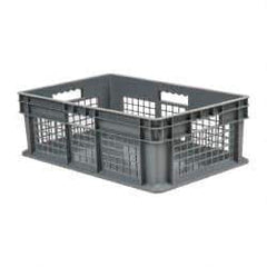 Akro-Mils - 1.78 Cu Ft, 83 Lb Load Capacity Gray Polyethylene Tote Container - Stacking, 23.3" Long x 15.8" Wide x 8.3" High - Exact Industrial Supply