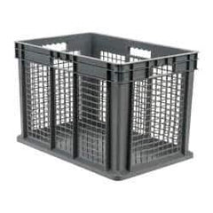 Akro-Mils - 3.55 Cu Ft, 150 Lb Load Capacity Gray Polyethylene Tote Container - Stacking, 23.3" Long x 15.8" Wide x 16.1" High - Exact Industrial Supply