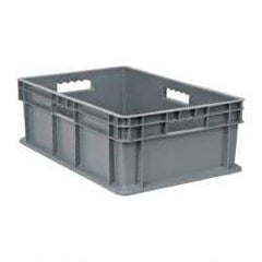 Akro-Mils - 1.78 Cu Ft, 83 Lb Load Capacity Gray Polyethylene Tote Container - Stacking, 23.3" Long x 15.8" Wide x 8.3" High - Exact Industrial Supply