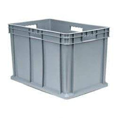 Akro-Mils - 3.55 Cu Ft, 150 Lb Load Capacity Gray Polyethylene Tote Container - Stacking, 23.3" Long x 15.8" Wide x 16.1" High - Exact Industrial Supply