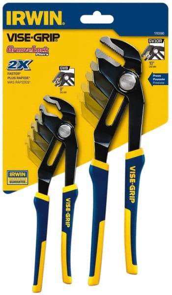 Irwin - 2 Piece GrooveLock Plier Set - Comes in Clamshell - Exact Industrial Supply