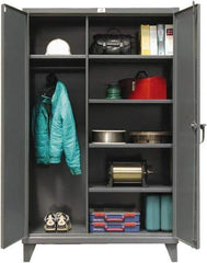 Strong Hold - 5 Shelf Combination Storage Cabinet - Steel, 48" Wide x 24" Deep x 72" High, Dark Gray - Exact Industrial Supply